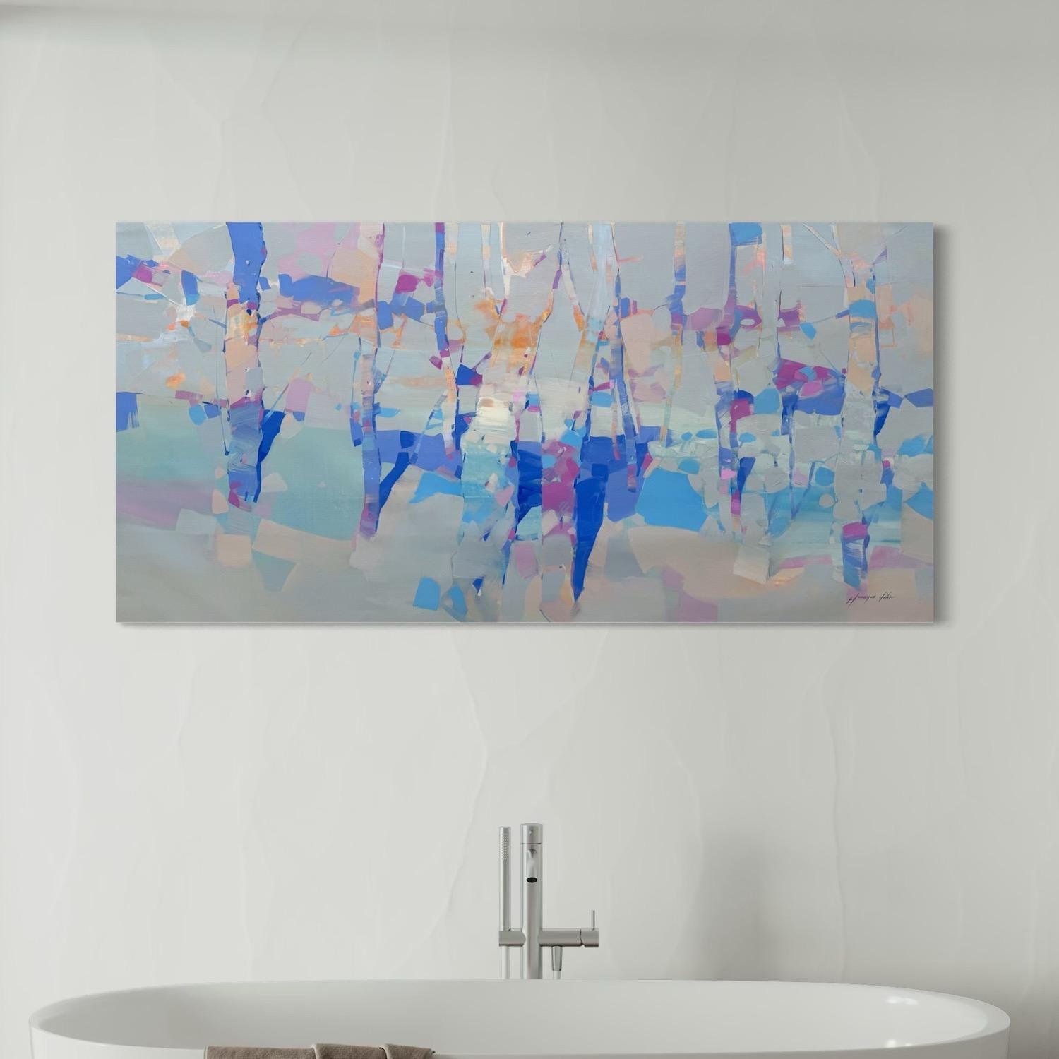 Azure Grove Landscape Impressionism Original oil Painting, Ready to Hang For Sale 2
