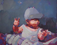 Baby, figuratif, portrait d'enfant, peinture à l'huile originale, unique en son genre