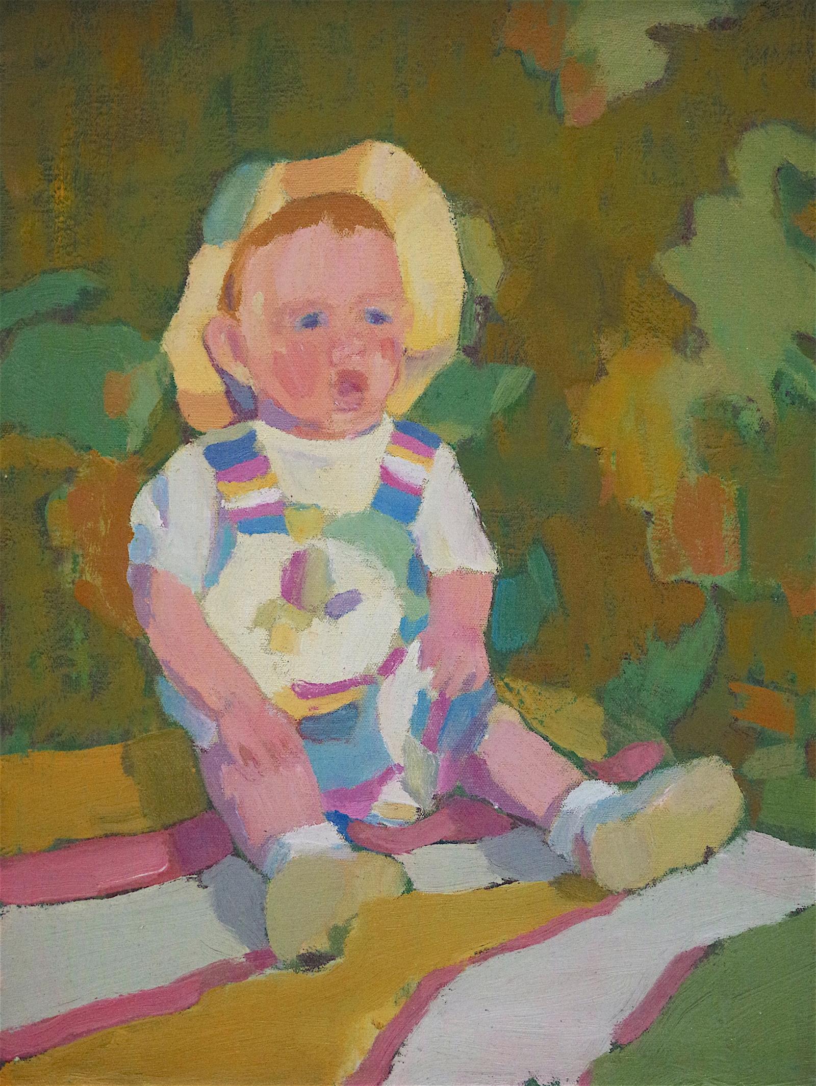 Bébé, peinture à l'huile originale, unique en son genre