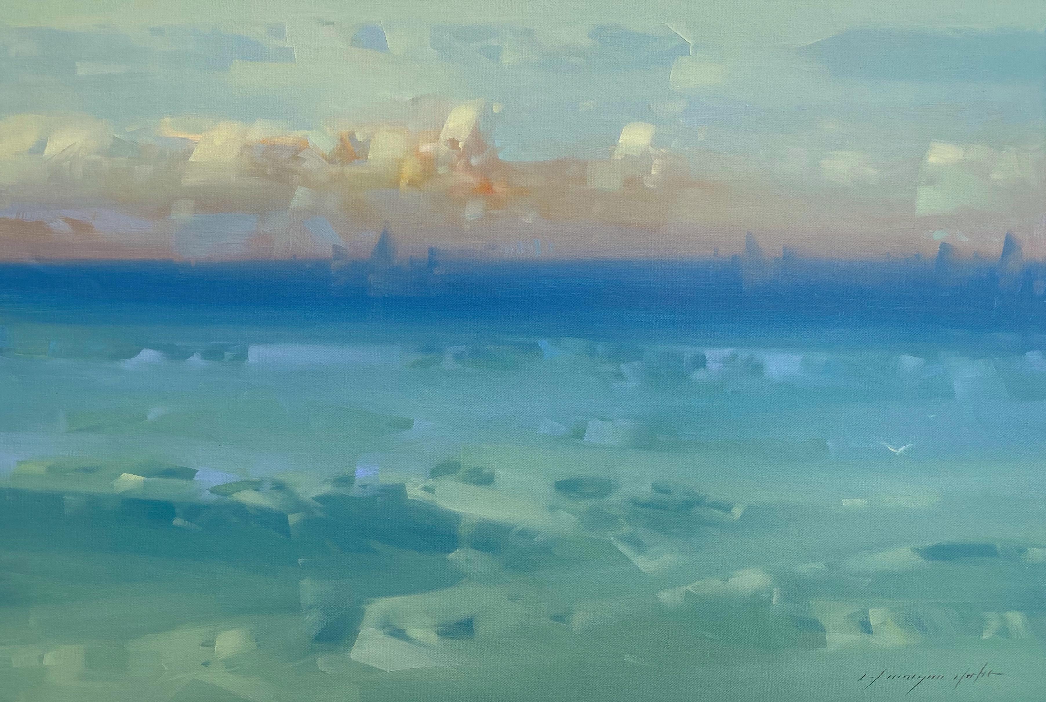 Bahía, Pintura al óleo original, Lista para colgar