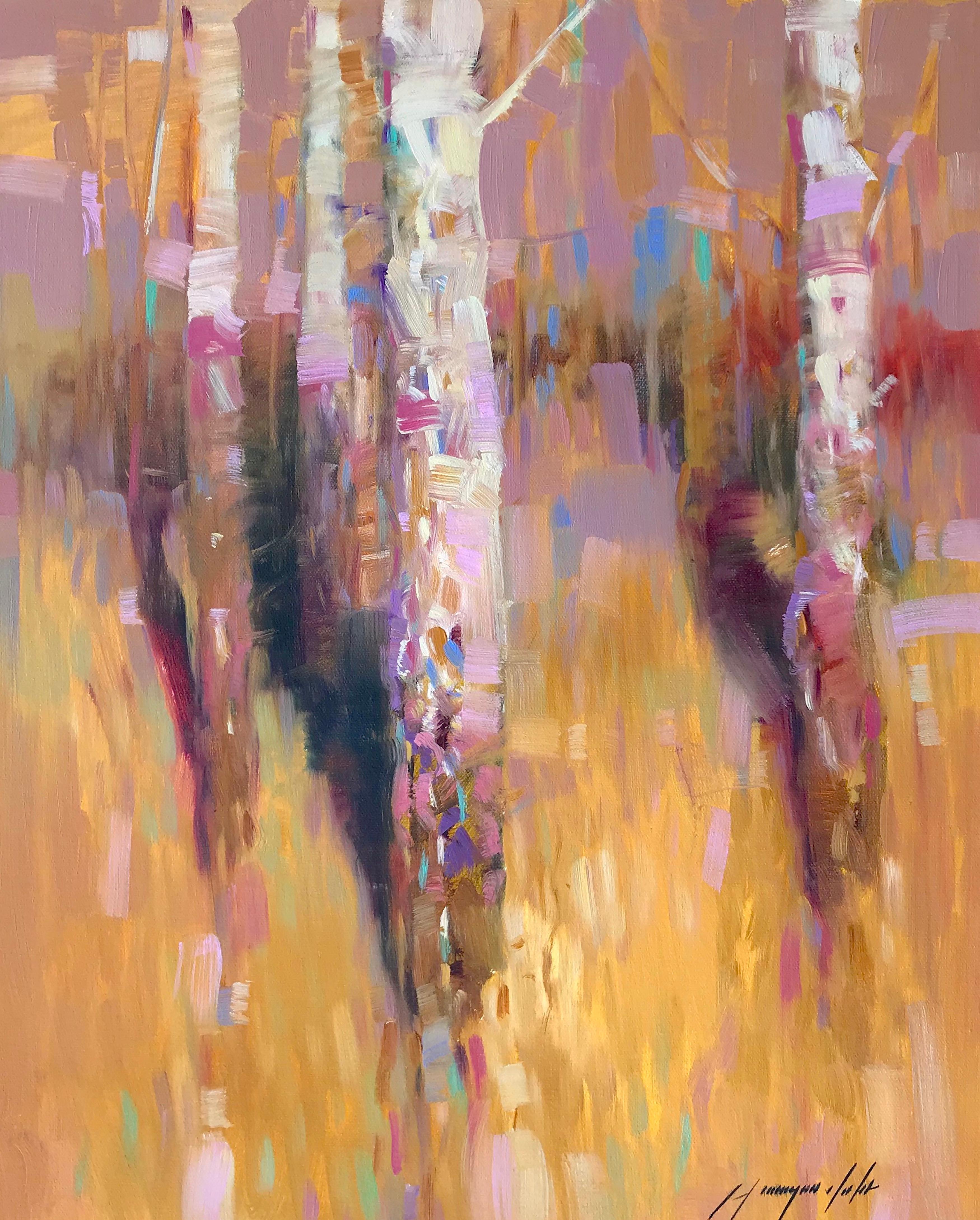 Vahe Yeremyan Landscape Painting - Birches Grove, Impressionism, Original Oil Painting, Handmade artwork