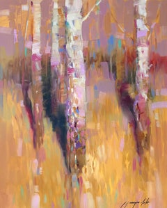 Birches Grove, Impressionism, Original Oil Painting, Handmade artwork
