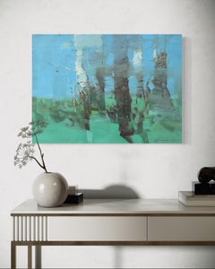 Betulle in Cobalto Paesaggio Impressionismo Pittura originale pronta da appendere