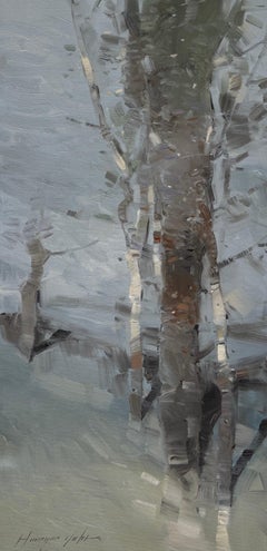 Birches landscape Impressionism Original oil Painting, Ready to Hang