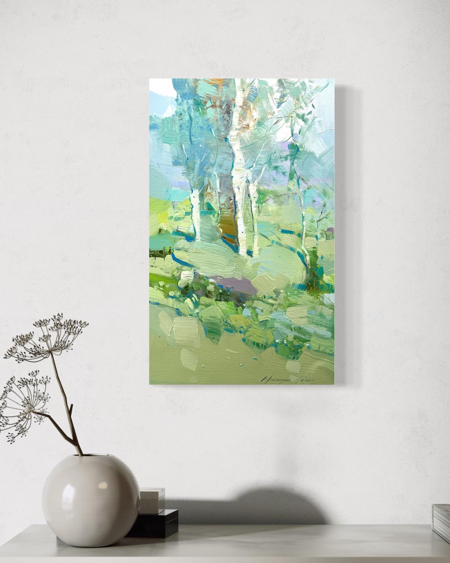 Artist: Vahe Yeremyan
Title: Birches
Medium: Oil on Linen
Year: 2025
Style: Impressionism
Dimensions: 19