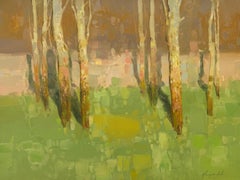Birches Trees, Impressionism Original oil Painting, Ready to Hang
