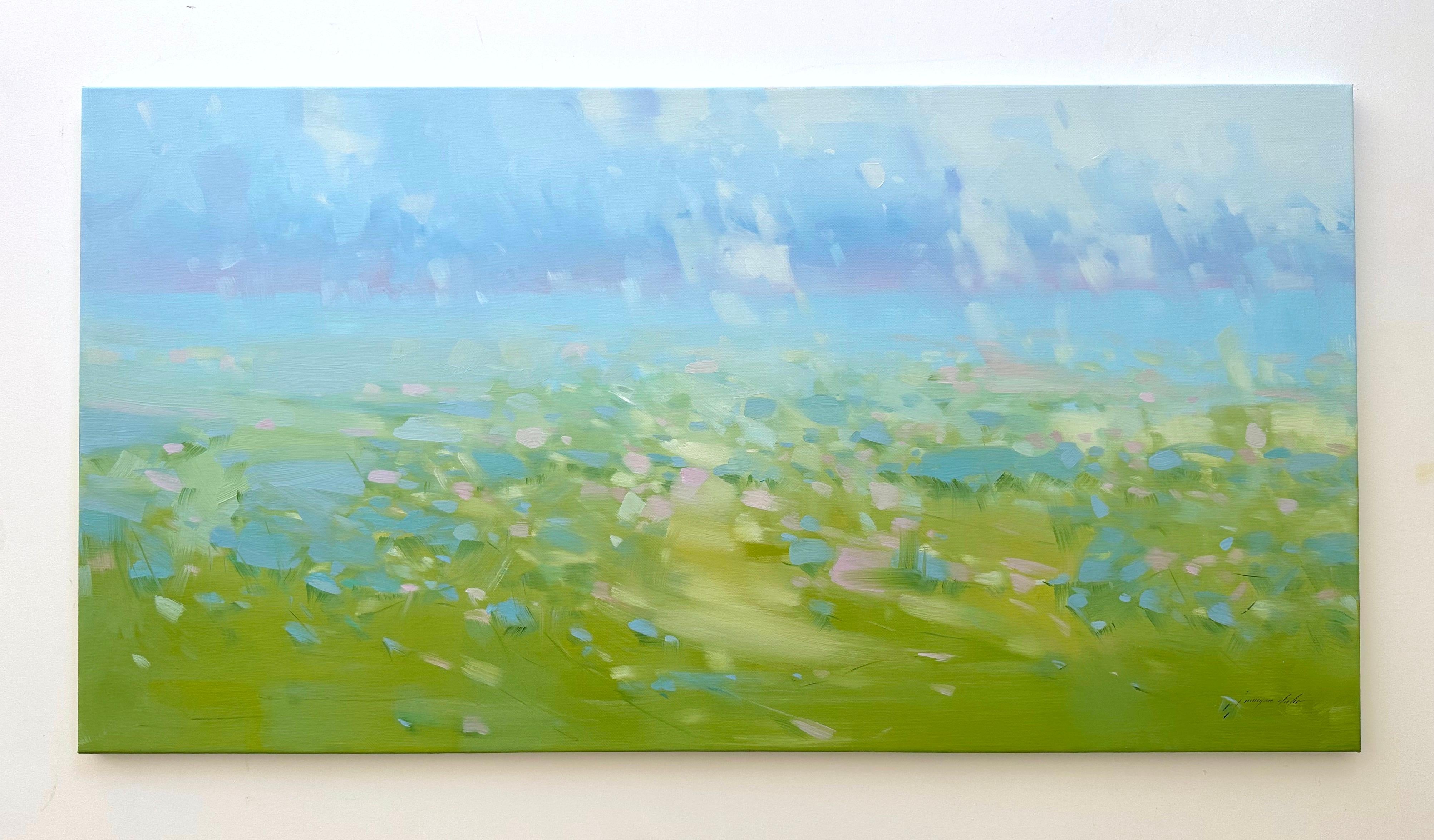 Blossom Field, Landschaft, Original-Ölgemälde, fertig zum Hängen, Impressionismus – Painting von Vahe Yeremyan