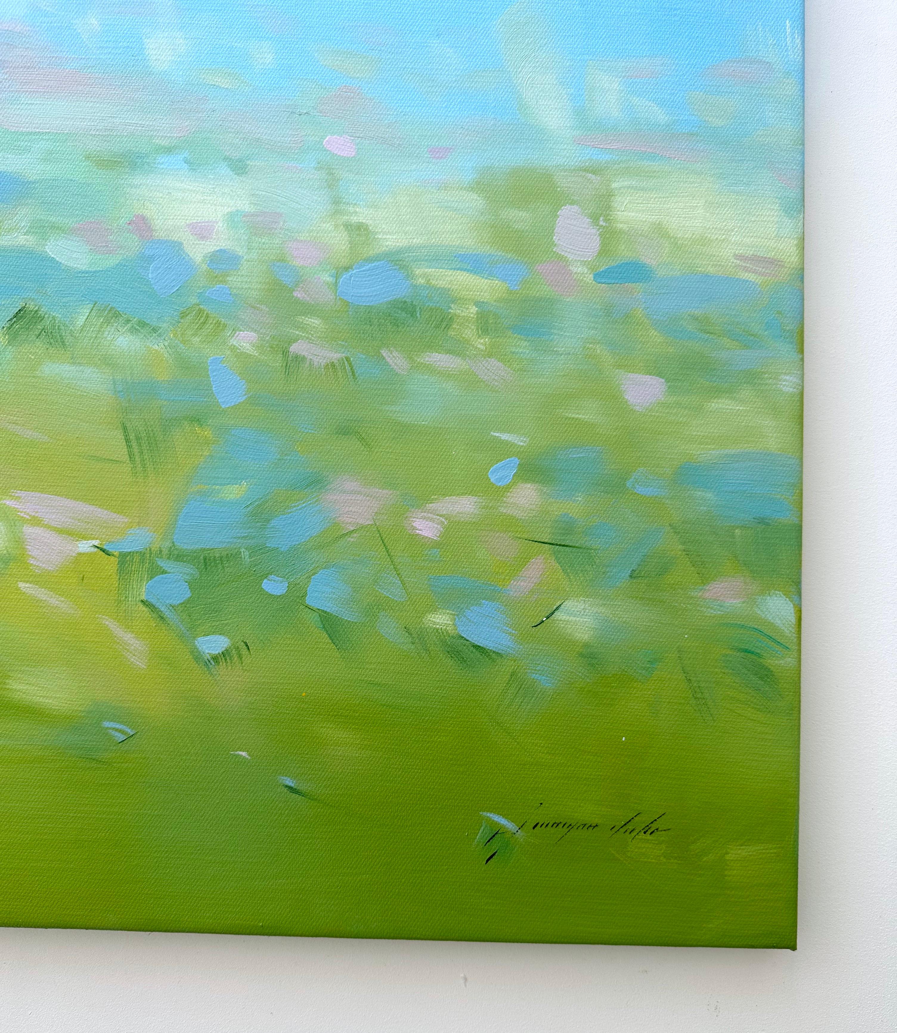 Blossom Field, Landschaft, Original-Ölgemälde, fertig zum Hängen, Impressionismus im Angebot 1