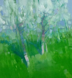 Blossom Trees, landscape Original oil Painting, Ready to Hang