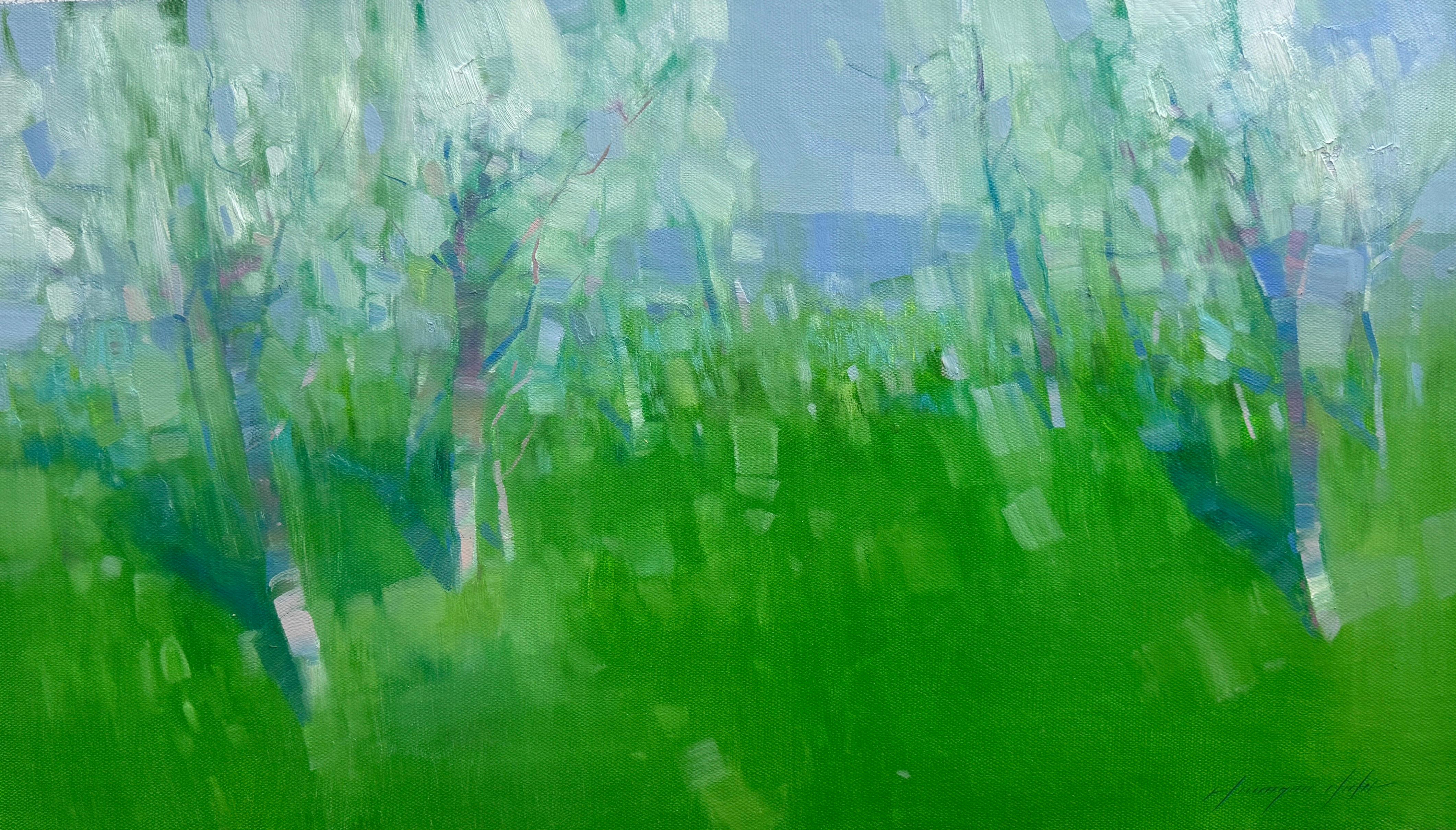 Landscape Painting di Vahe Yeremyan - Alberi in fiore, paesaggio Pittura ad olio originale, pronta da appendere