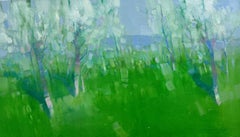 Blossom Trees, landscape Original oil Painting, Ready to Hang