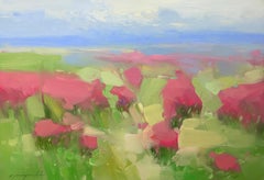 Blushing Field, Original Oil Painting, Handmade Artwork