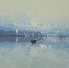 Barca Impressionismo costiero Pittura ad olio originale, pronta da appendere