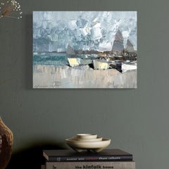 Impressionnisme des bateaux Peinture à l'huile originale, prête à accrocher