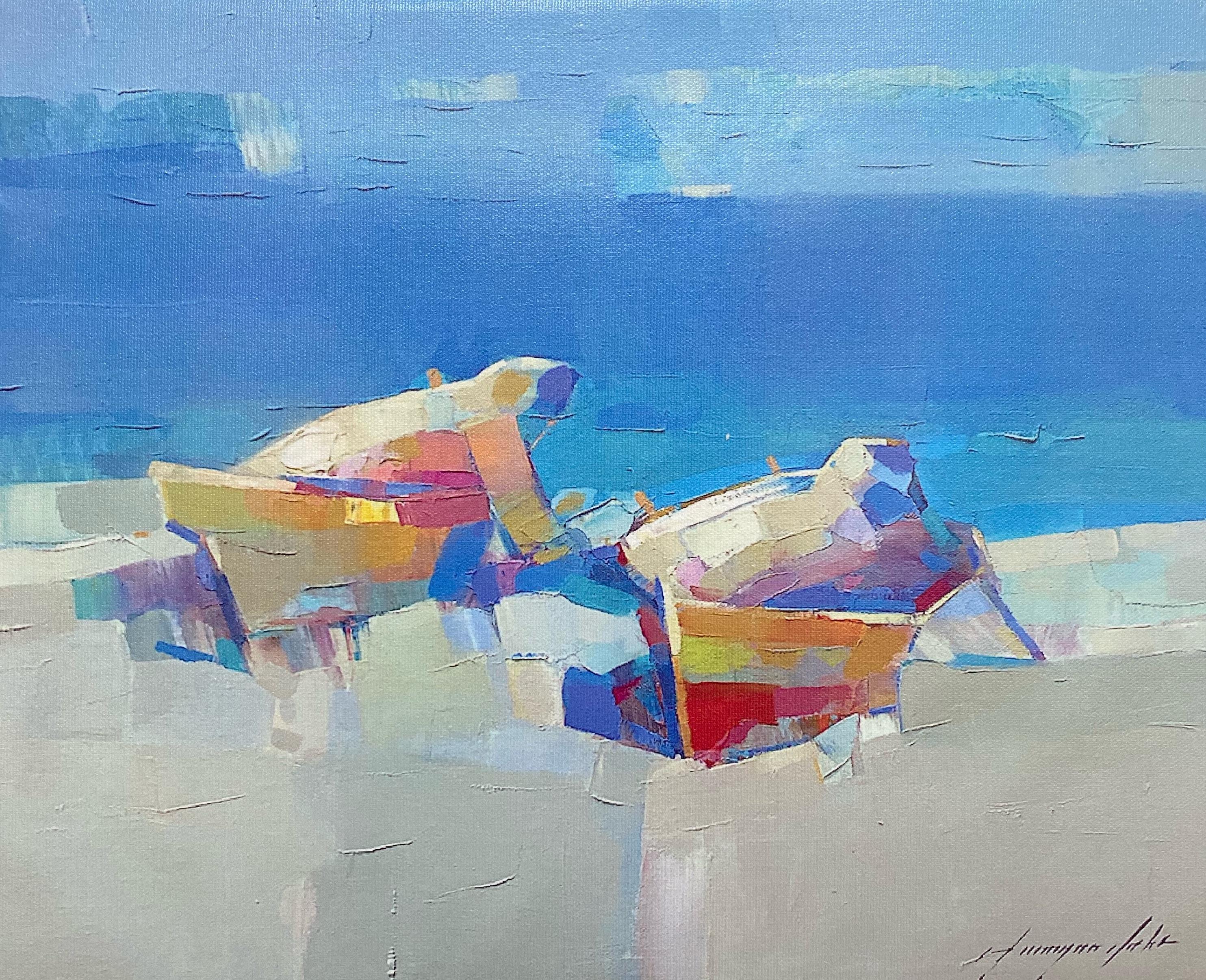 Vahe Yeremyan Landscape Painting - Boats, Print on Canvas