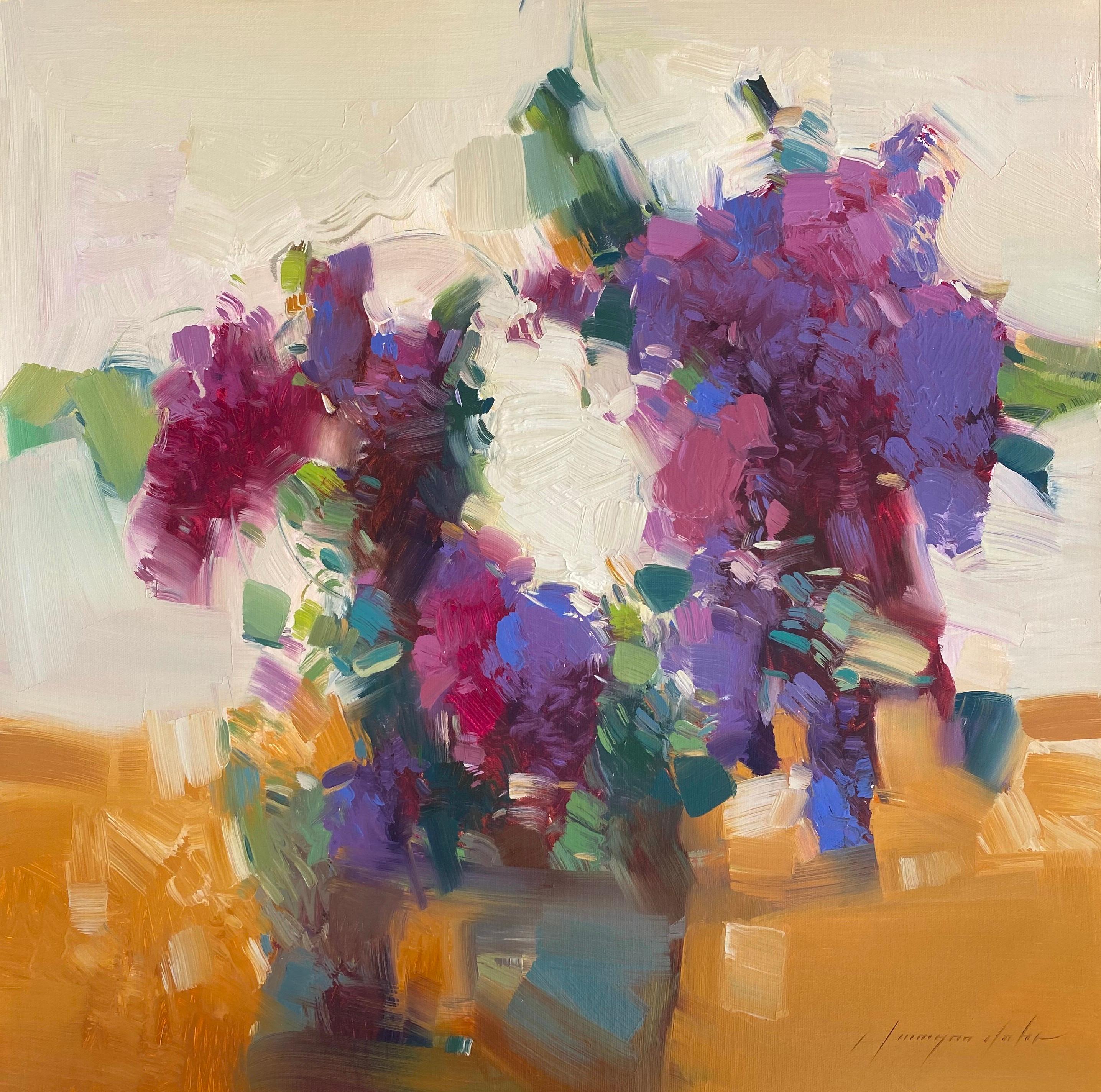 Vahe Yeremyan Landscape Painting - Bouquet of Lilacs, Original oil Painting, Ready to Hang