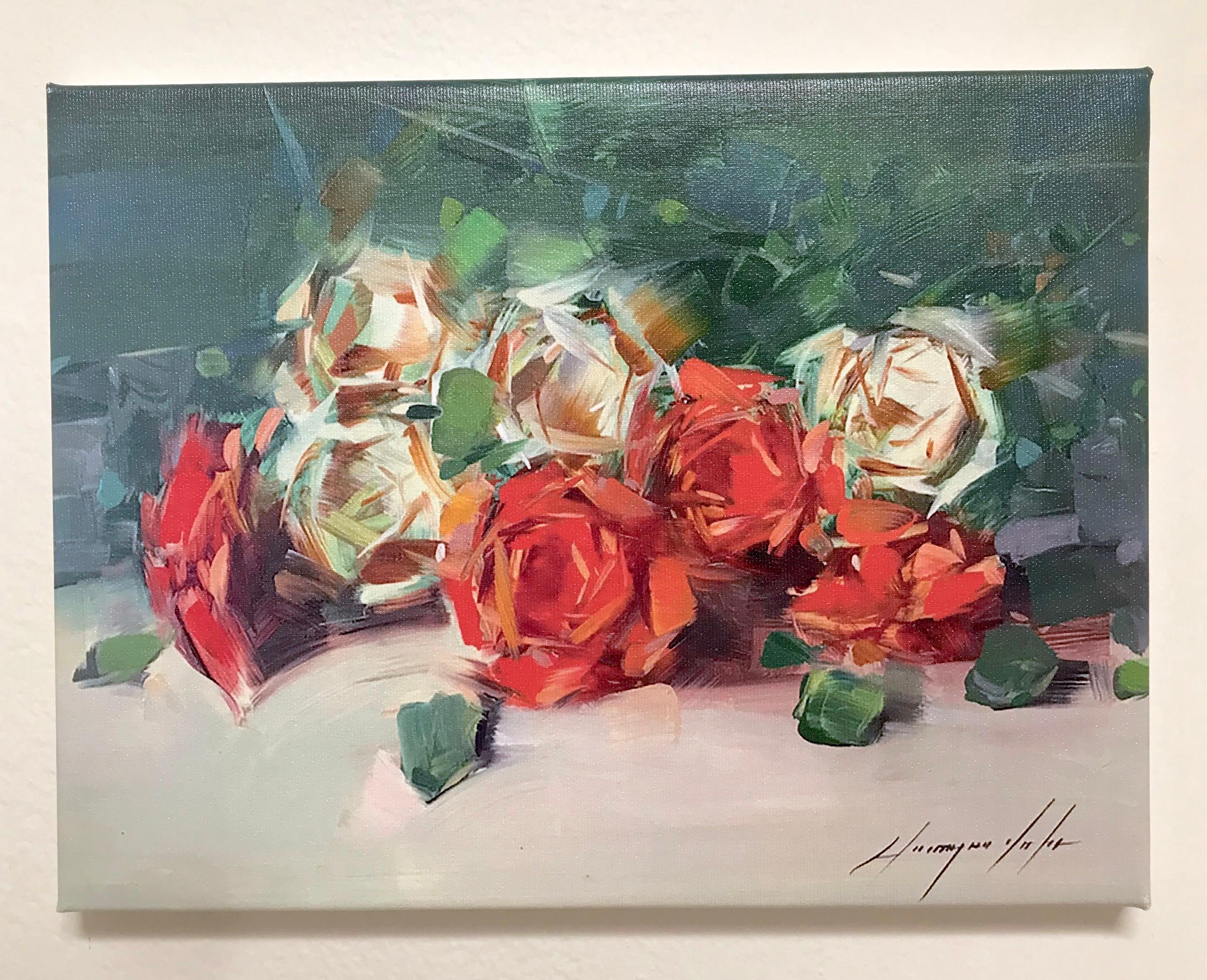 Bouquet of Roses Print on Canvas - Painting by Vahe Yeremyan