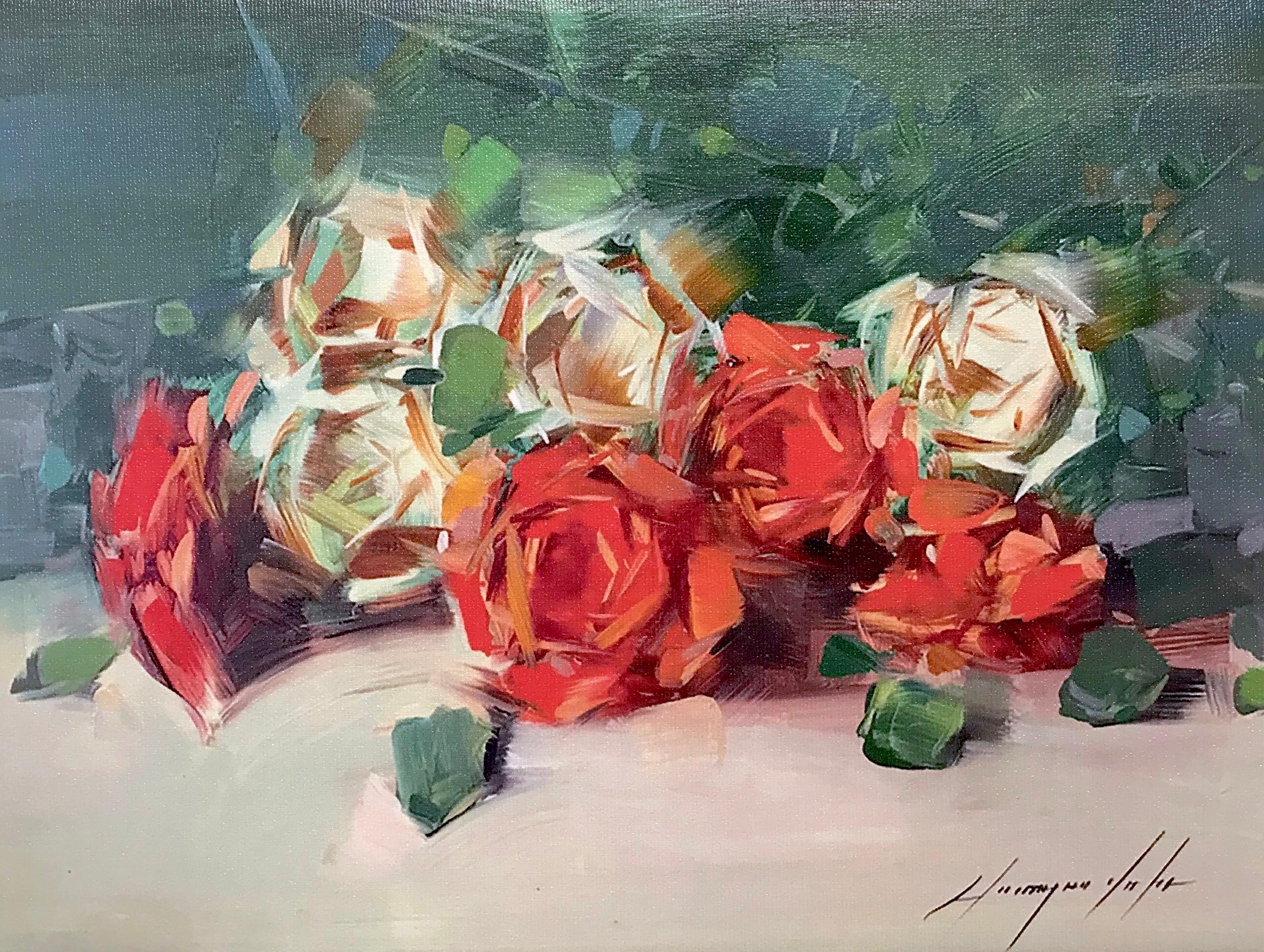 Vahe Yeremyan Still-Life Painting - Bouquet of Roses Print on Canvas