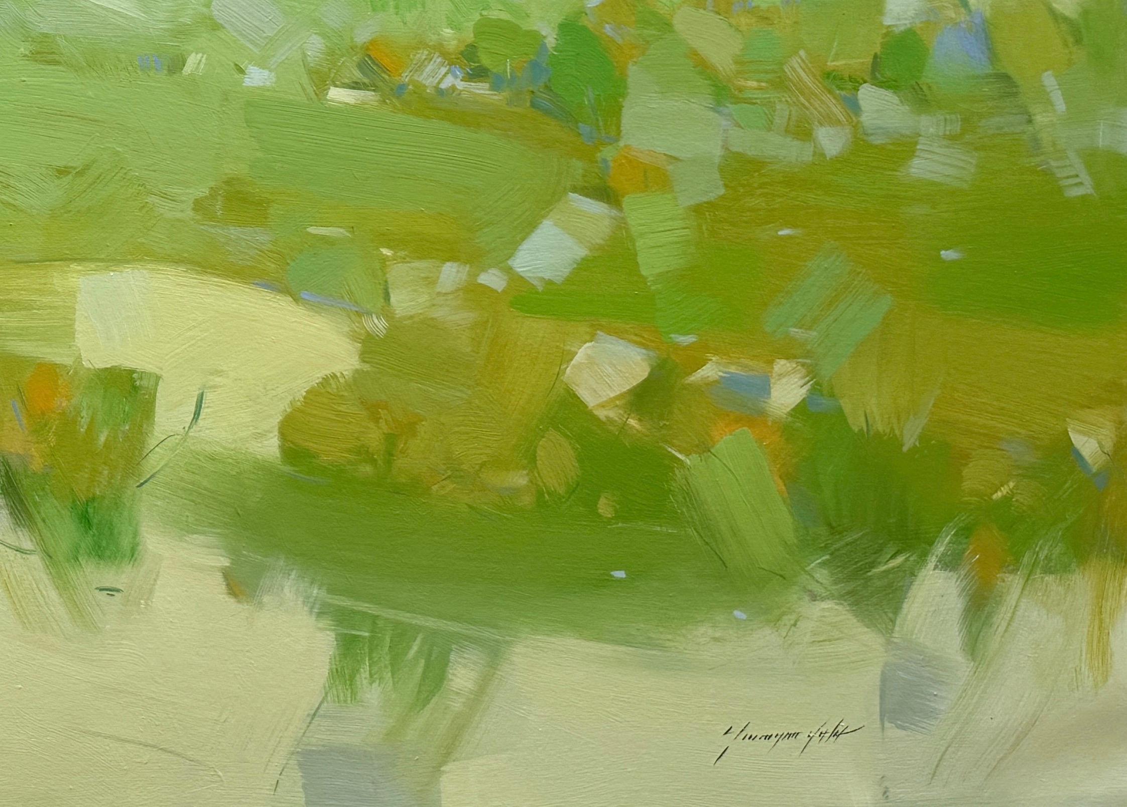 Prato calmo, Paesaggio, Pittura ad olio originale, Pronta da appendere, Impressionismo in vendita 1