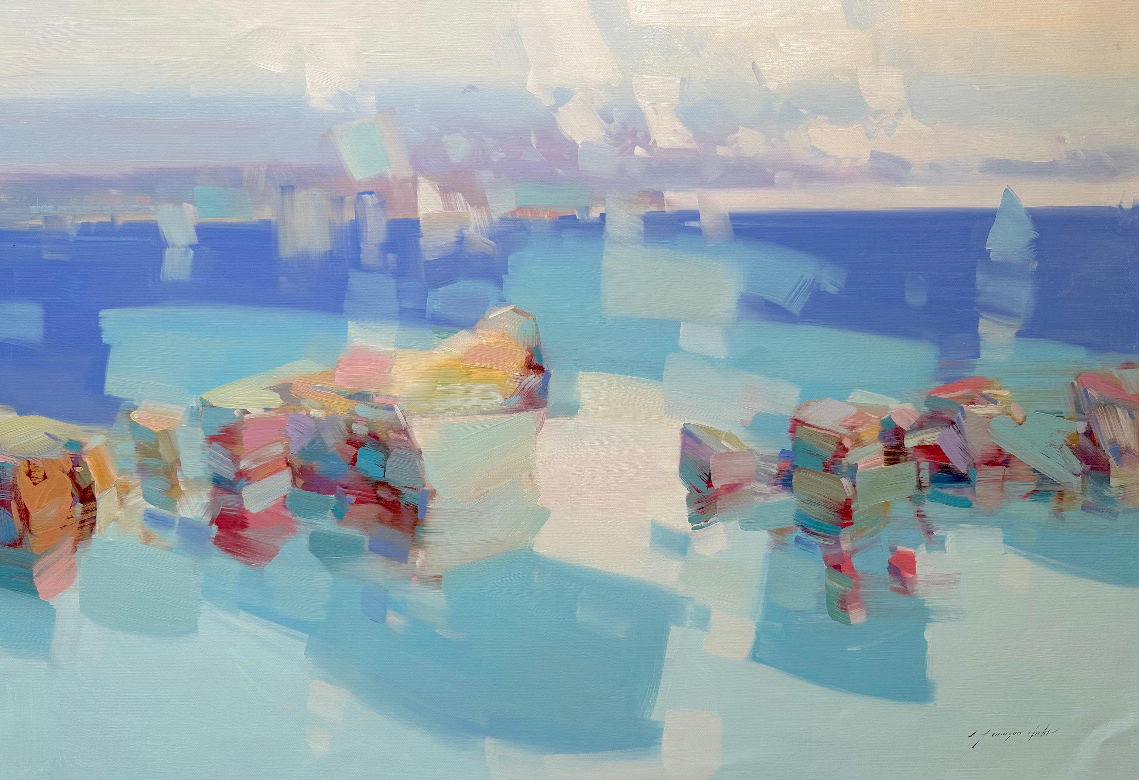Canoa, Nautica, Impressionismo, Pittura ad olio originale, pronta per essere appesa
