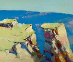 Canyon Cliffs, Impressionism Original oil Painting, Ready to Hang