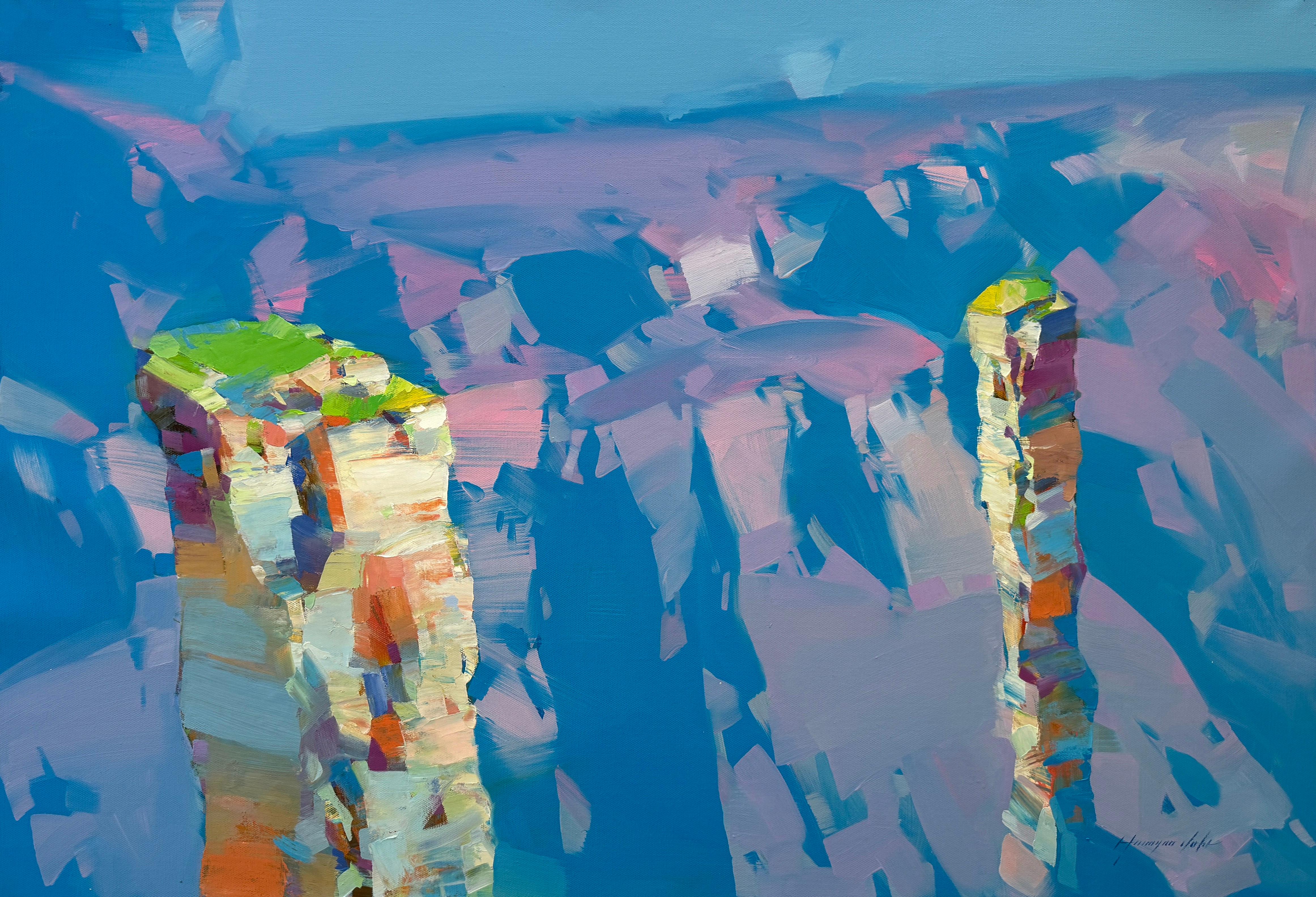 Landscape Painting di Vahe Yeremyan - Scogliere del Canyon, Paesaggio, Pittura ad olio originale, Pronta per essere appesa, Impressionismo