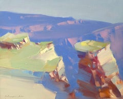 Cliffs du Canyon, paysage, peinture à l'huile originale, prête à accrocher