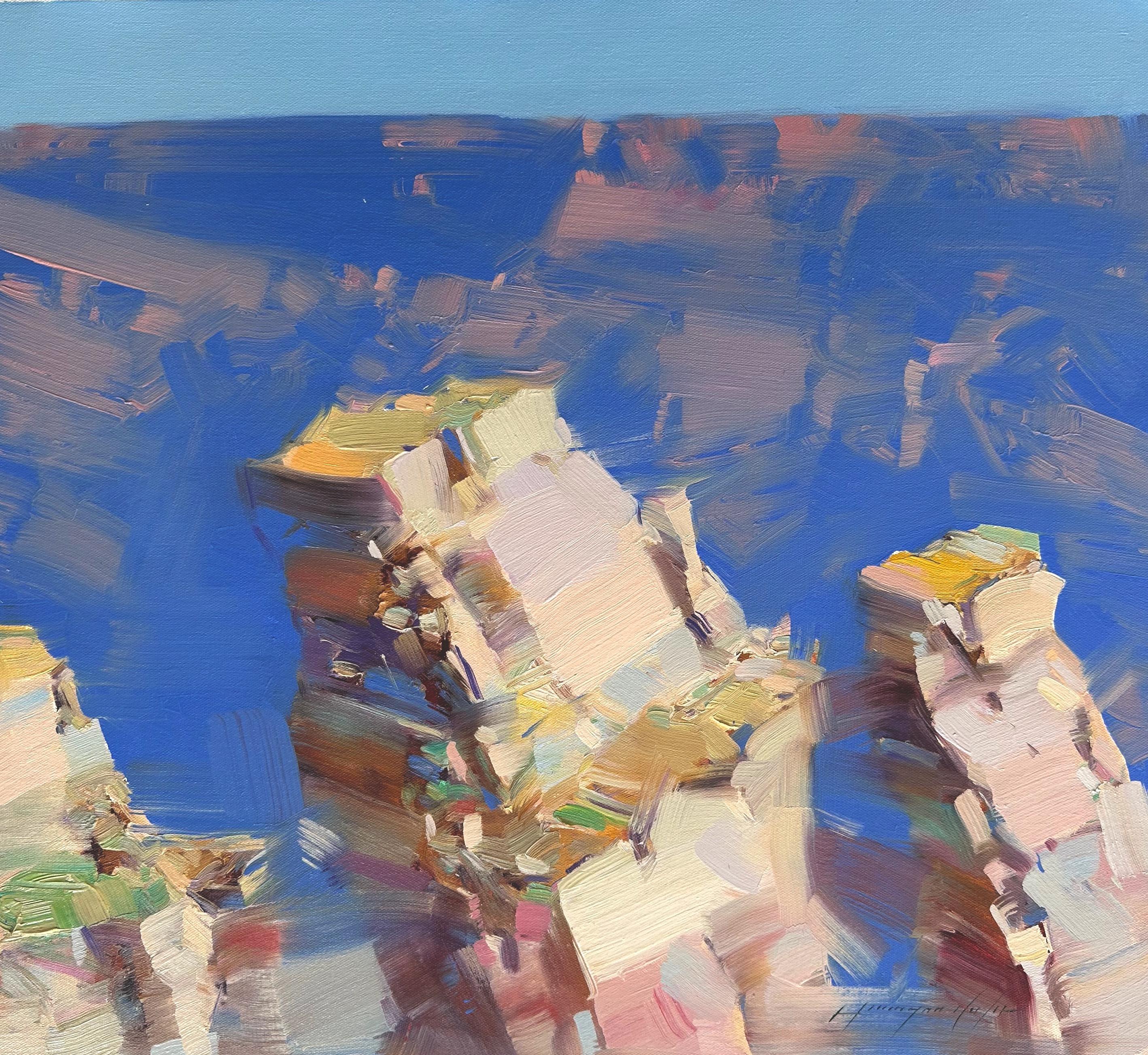 Vahe Yeremyan Abstract Painting – Canyon Rock, Landschaft, Original-Ölgemälde in Öl, hängefertig