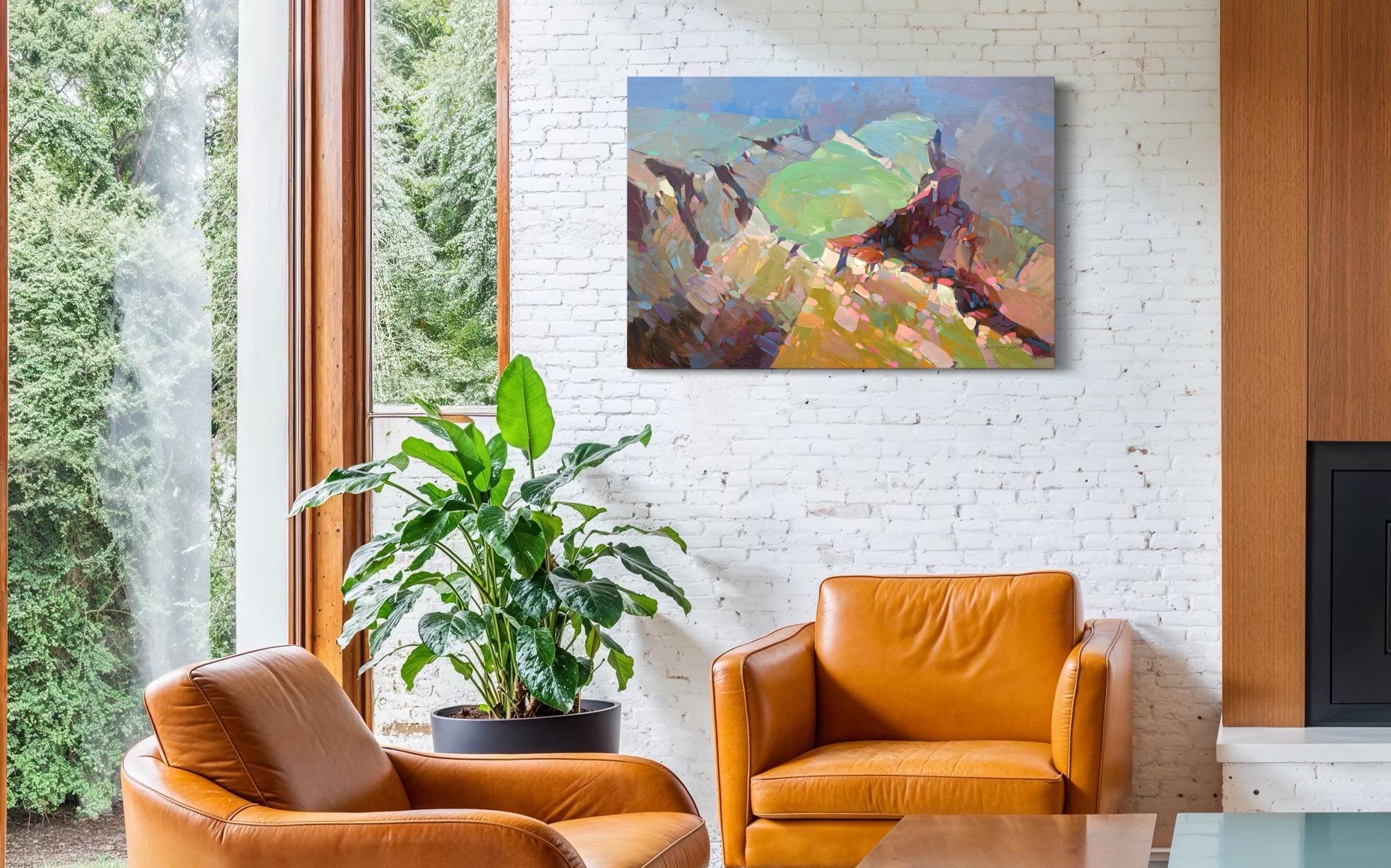 Vista del cañón Paisaje Impresionismo Pintura al óleo original, Lista para colgar - Painting de Vahe Yeremyan