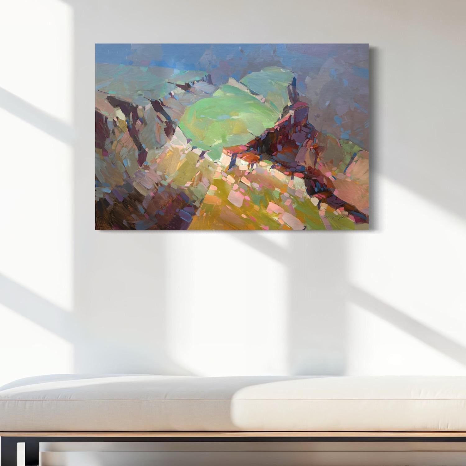 Vista del cañón Paisaje Impresionismo Pintura al óleo original, Lista para colgar en venta 2