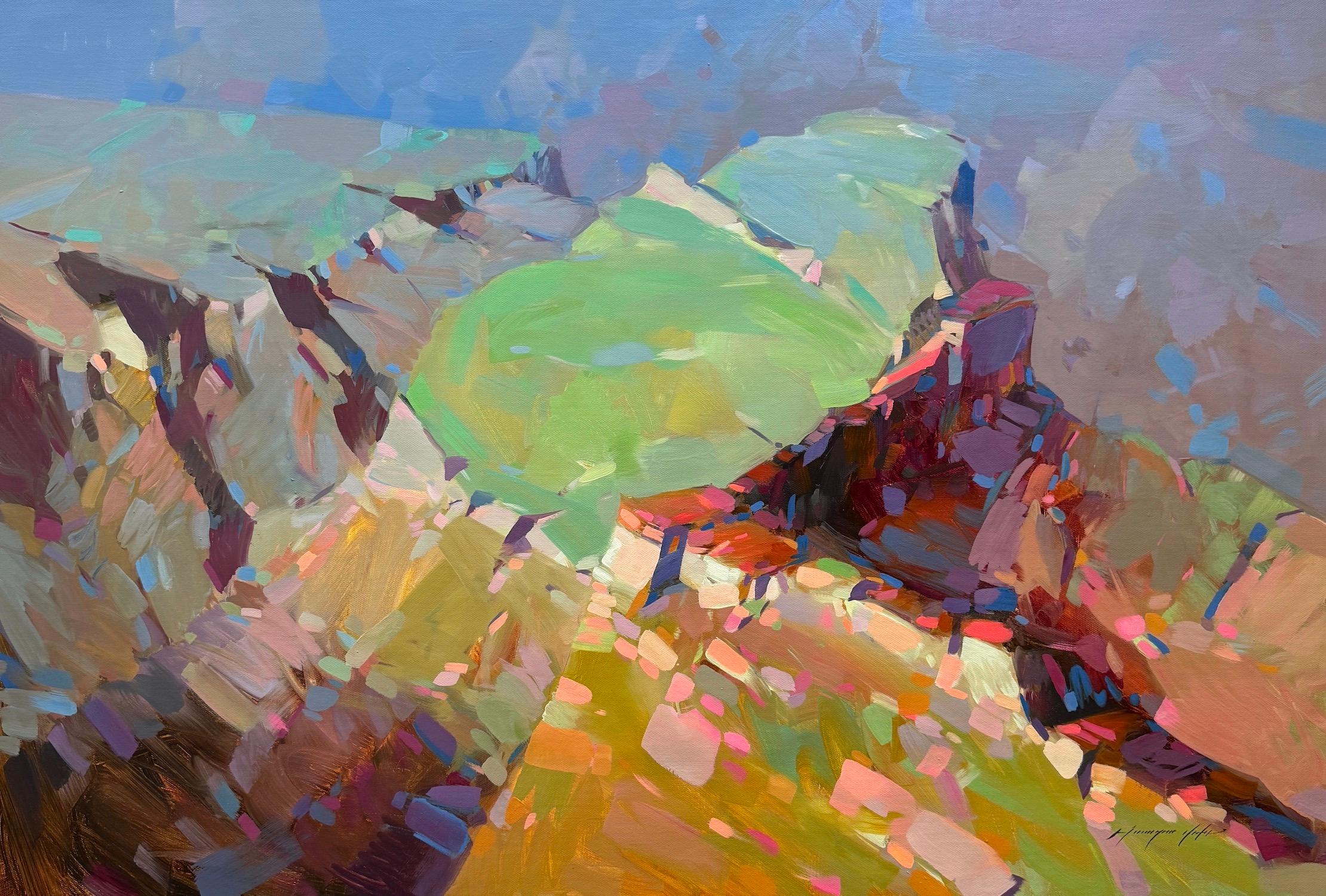 Canyon View Landscape Impressionism Original oil Painting, Ready to Hang