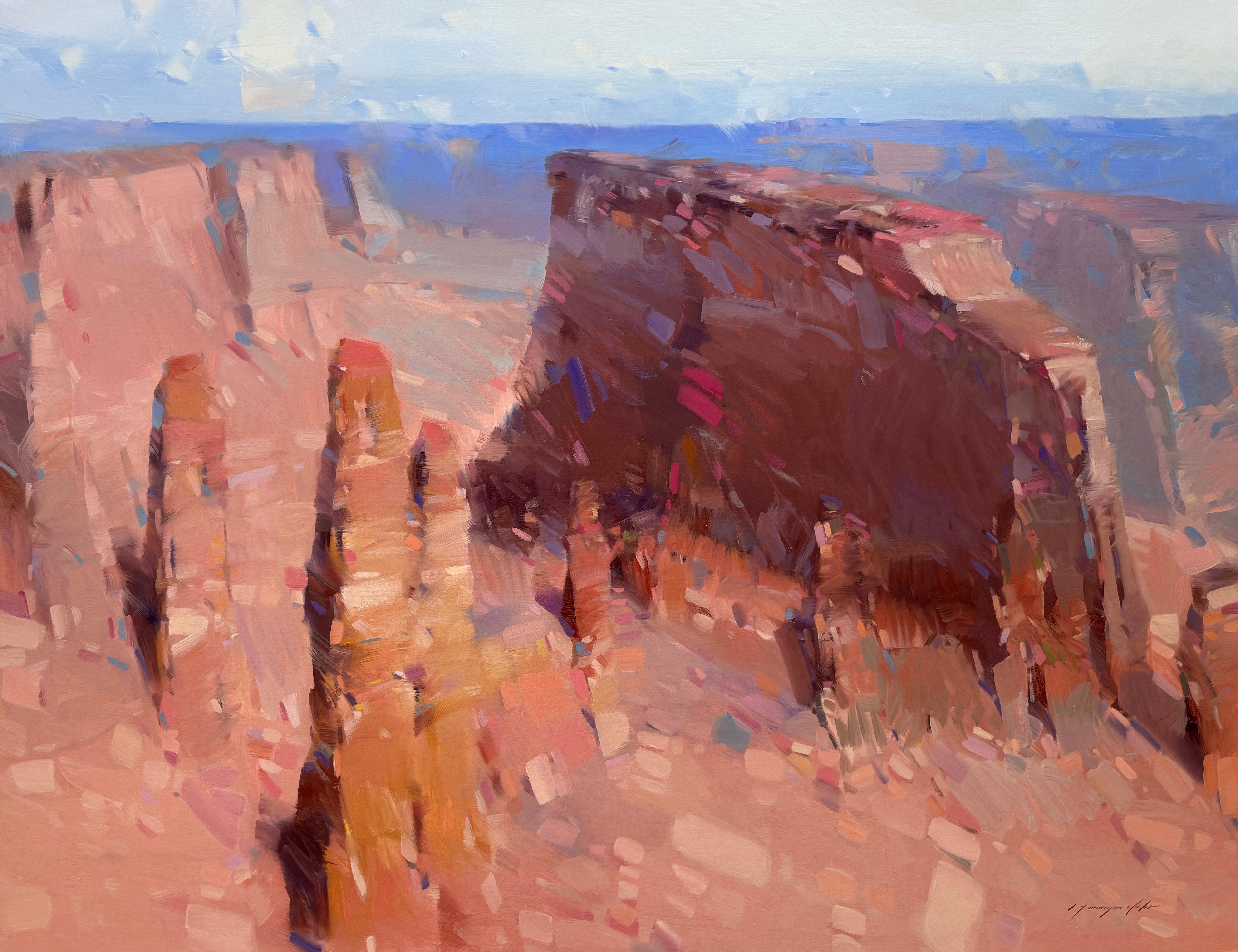 Vahe Yeremyan Landscape Painting – Canyon View, Landschaft, Original-Ölgemälde, fertig zum Hängen, Impressionismus