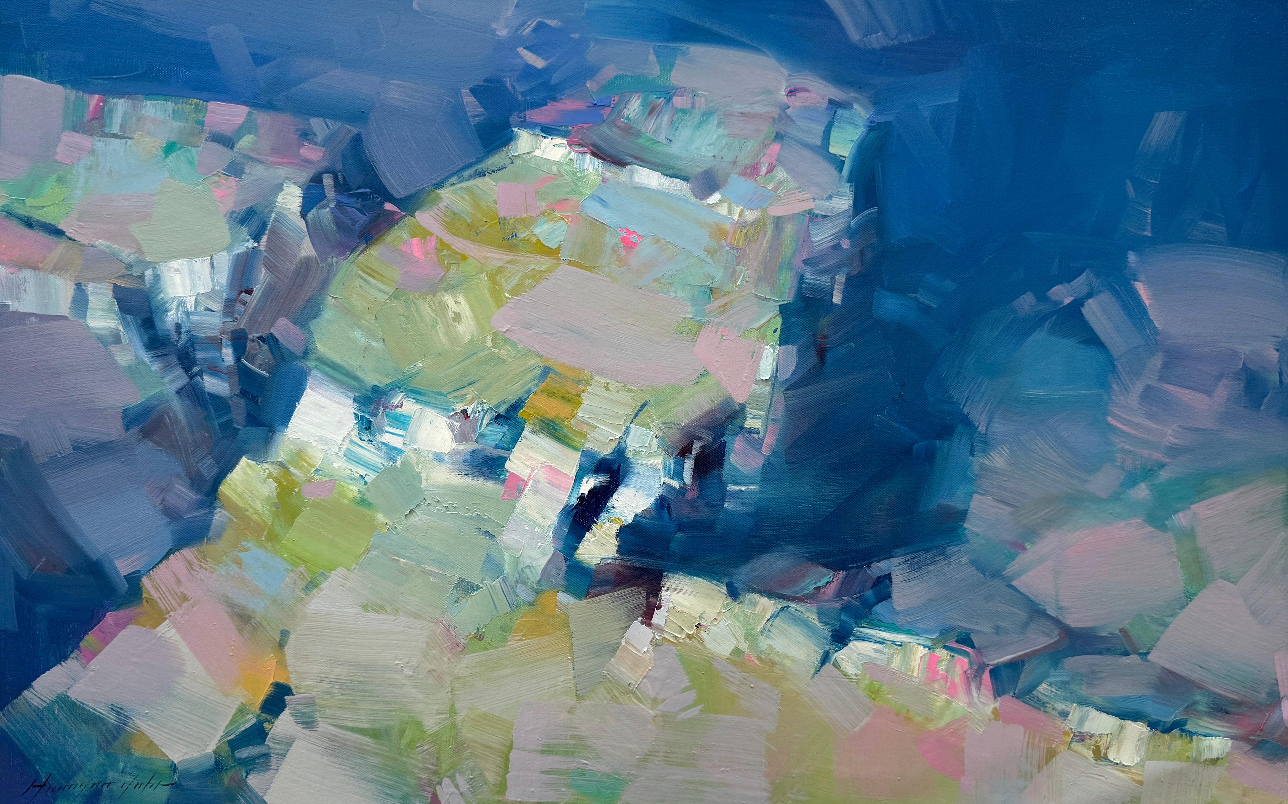 Landscape Painting di Vahe Yeremyan - Vista sul Canyon, Pittura a olio originale, pronta da appendere