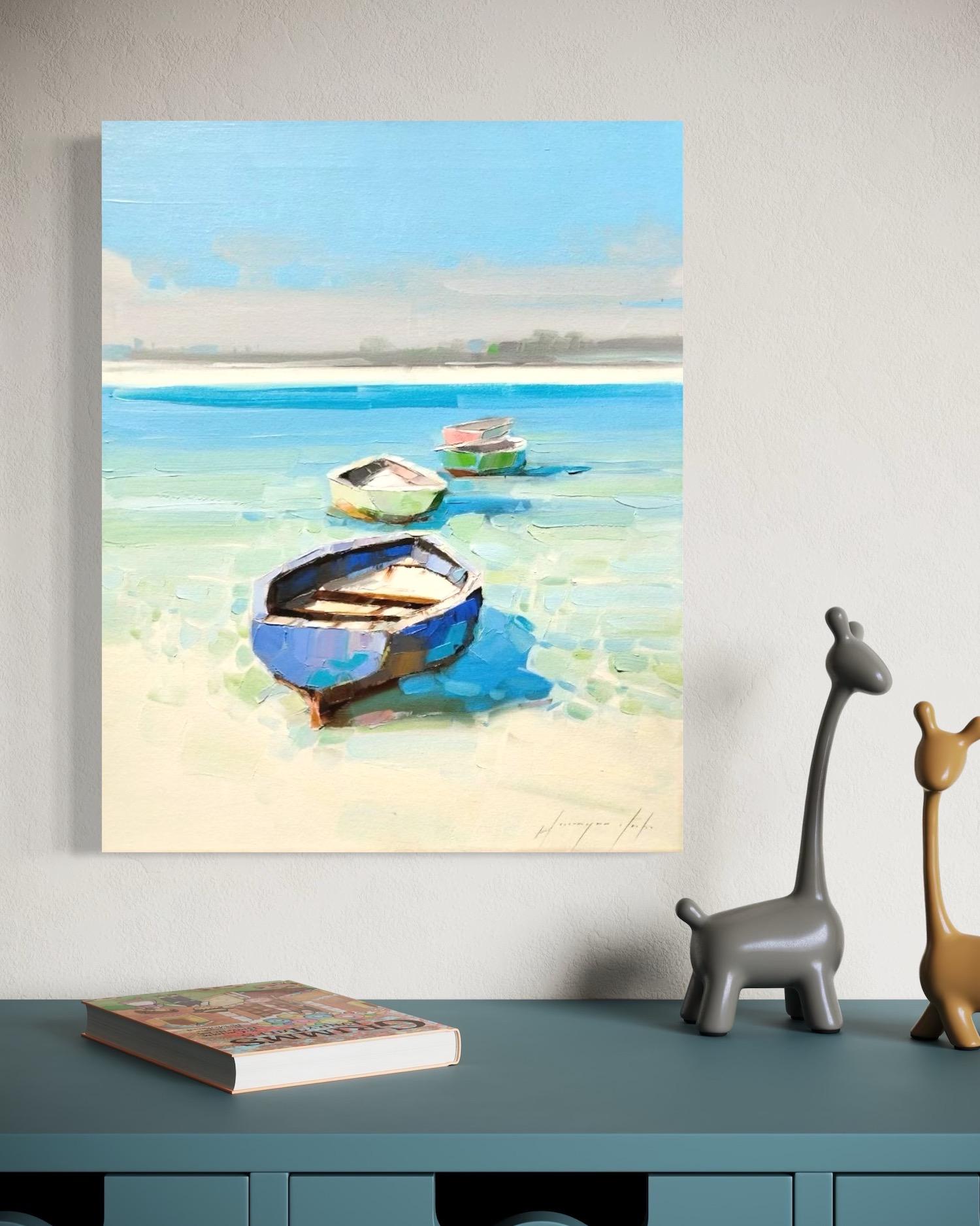 Caribbean Shore Original Ölgemälde, hängefertig – Painting von Vahe Yeremyan