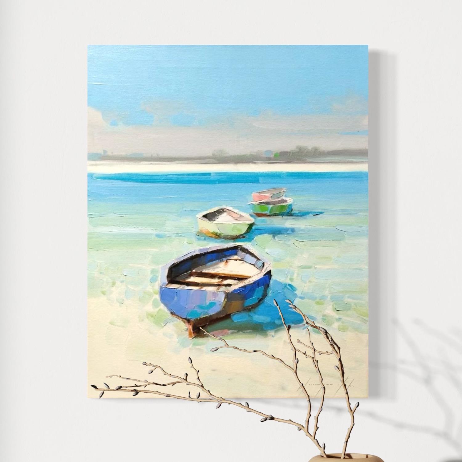 Caribbean Shore Original Ölgemälde, hängefertig (Impressionismus), Painting, von Vahe Yeremyan