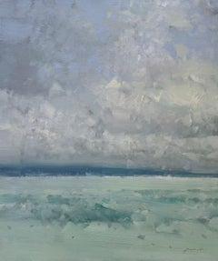 Rivage des Caraïbes Peinture à l'huile originale, prête à être accrochée