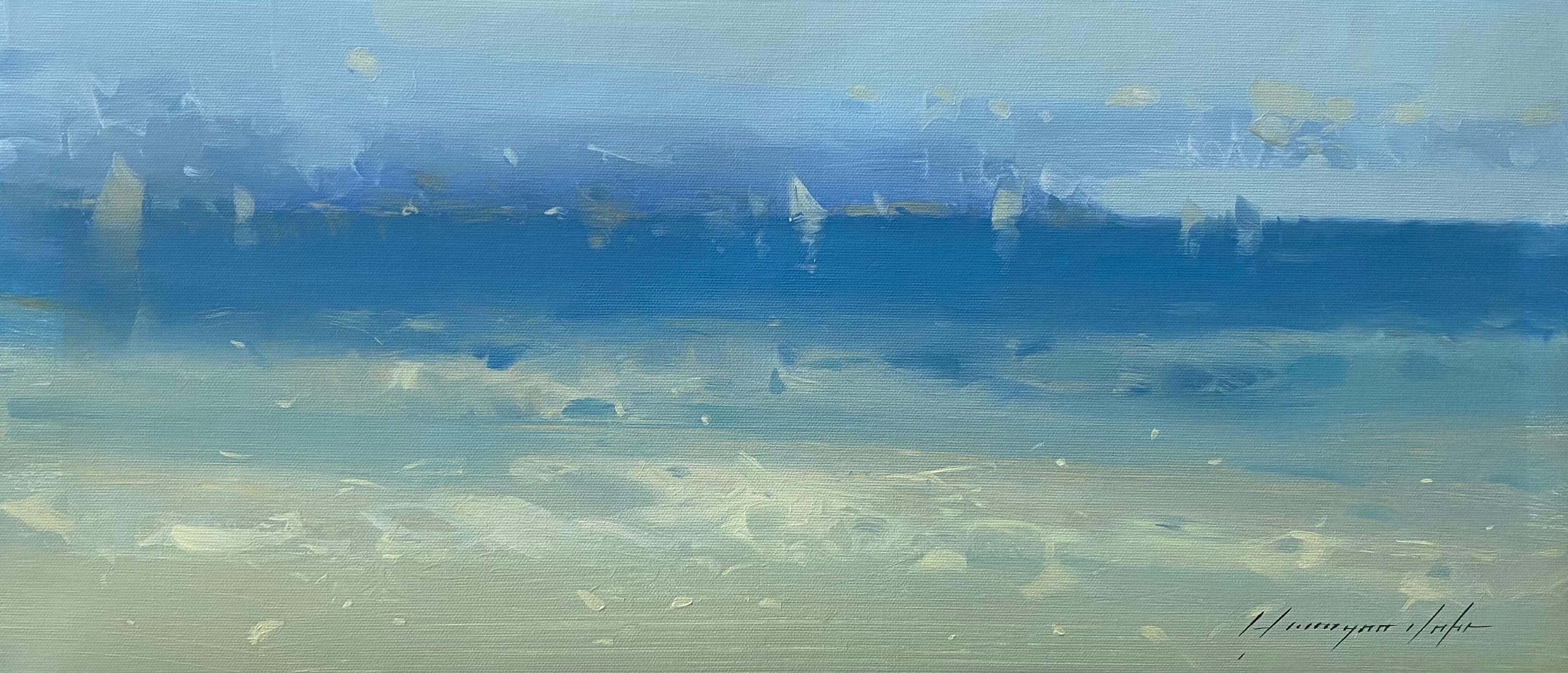 Landscape Painting de Vahe Yeremyan - Isla Catalina, Paisaje marino Impresionismo Pintura al óleo original, Lista para colgar