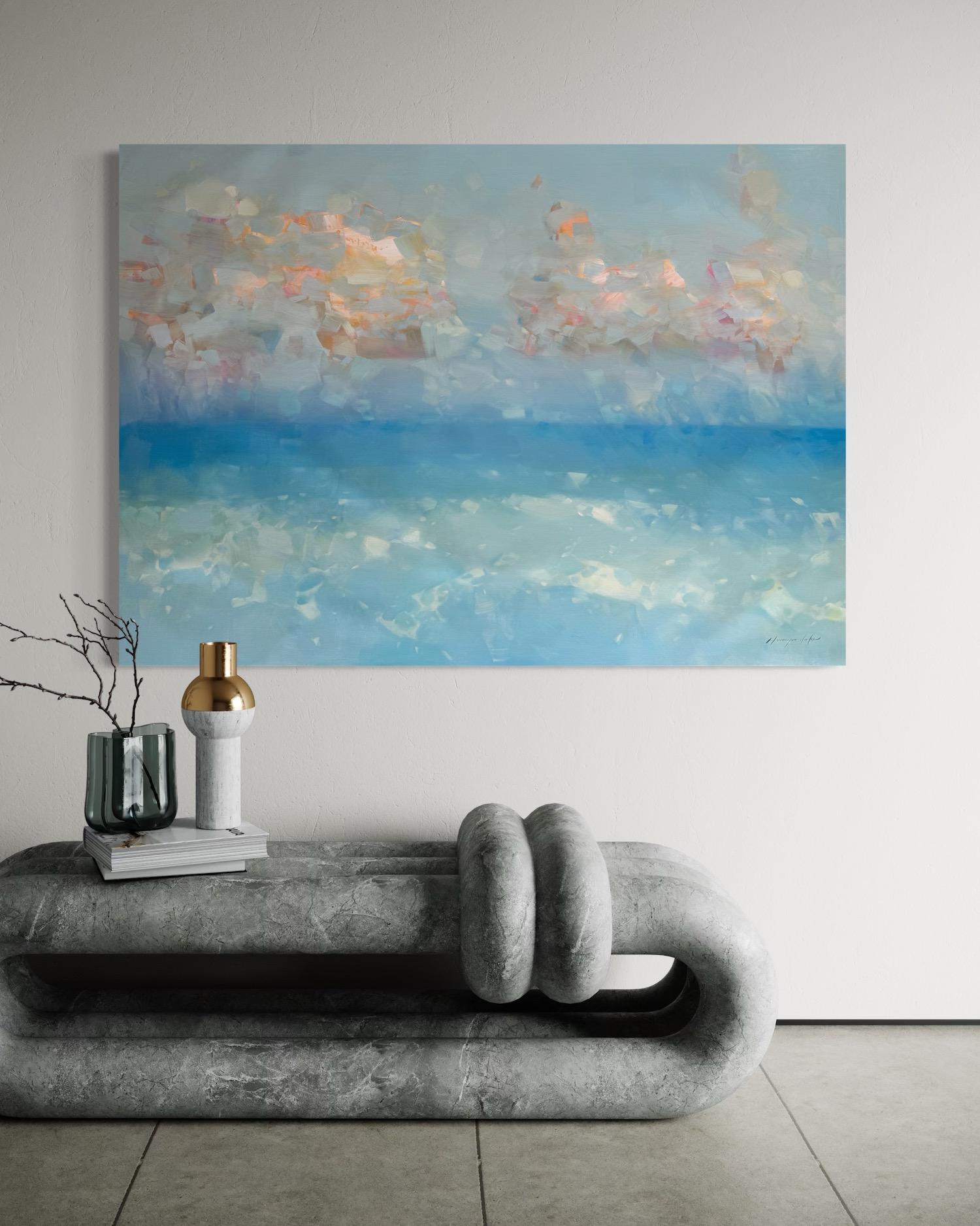 Marea celeste Paisaje marino Impresionismo Pintura al óleo original Lista para colgar - Painting Impresionista de Vahe Yeremyan