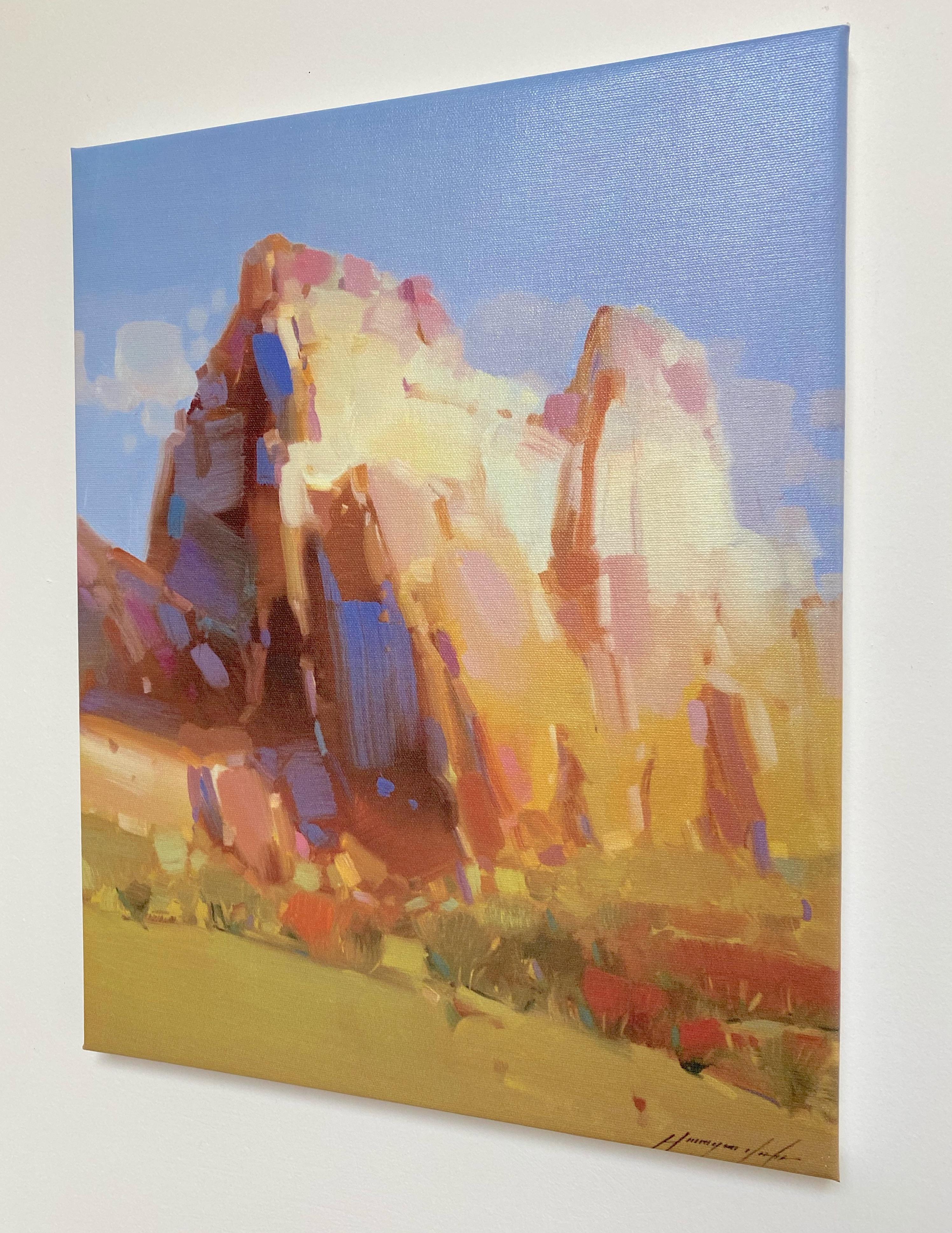 Cliff Mountain, Print on Canvas, Ready to Hang - Impressionist Painting by Vahe Yeremyan