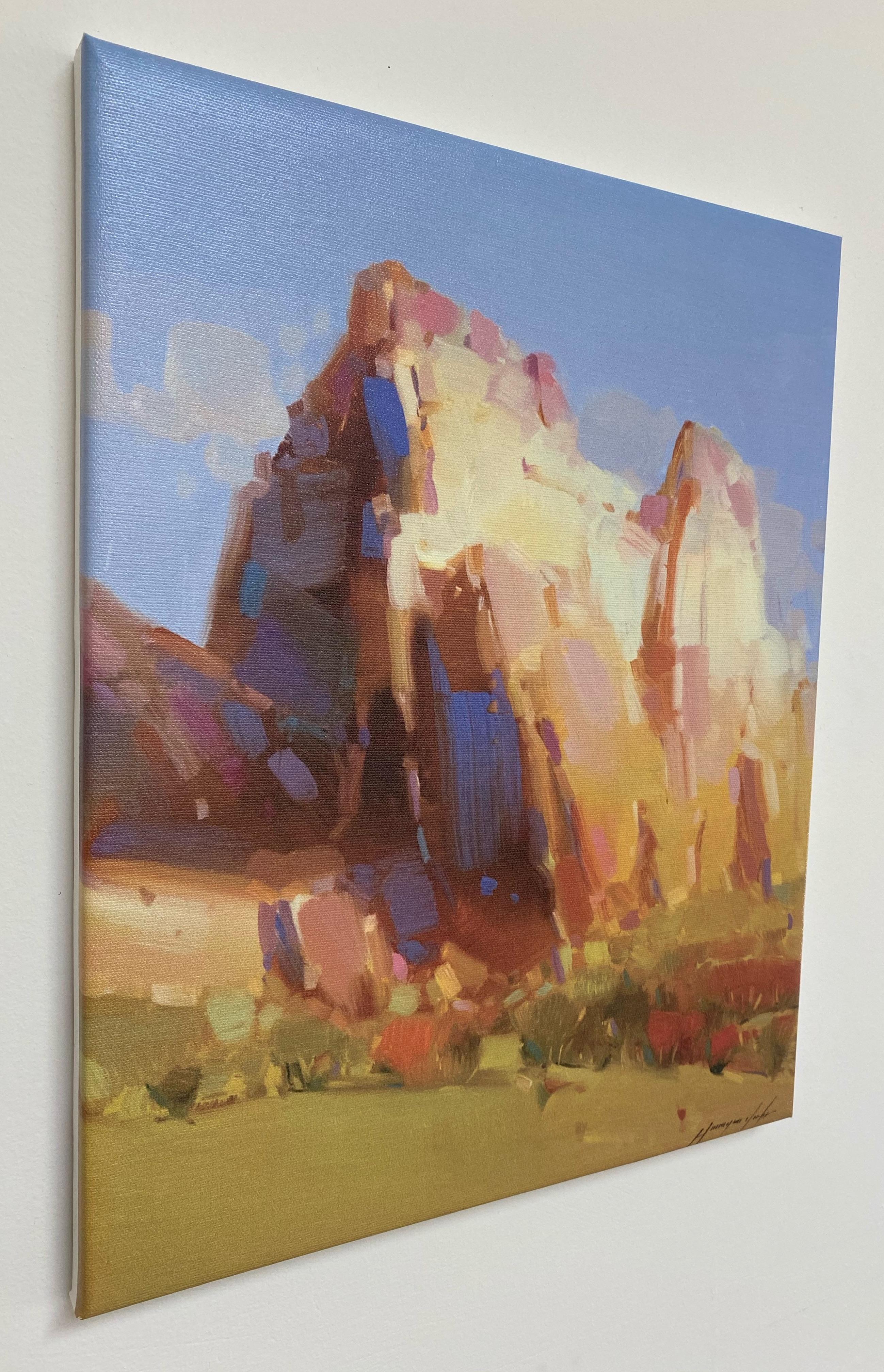 Cliff Mountain, Print on Canvas, Ready to Hang - Brown Landscape Painting by Vahe Yeremyan