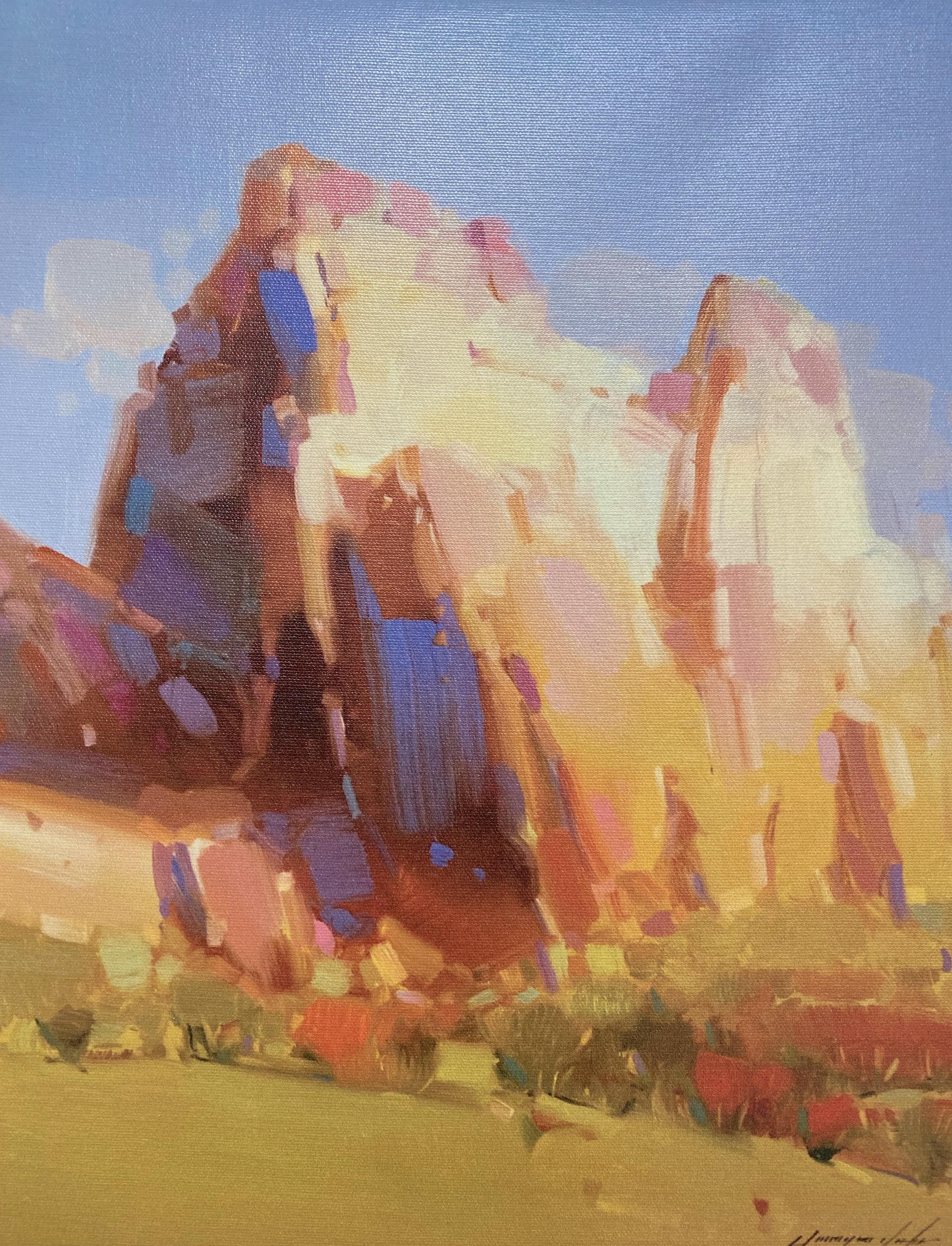 Vahe Yeremyan Landscape Painting - Cliff Mountain, Print on Canvas, Ready to Hang