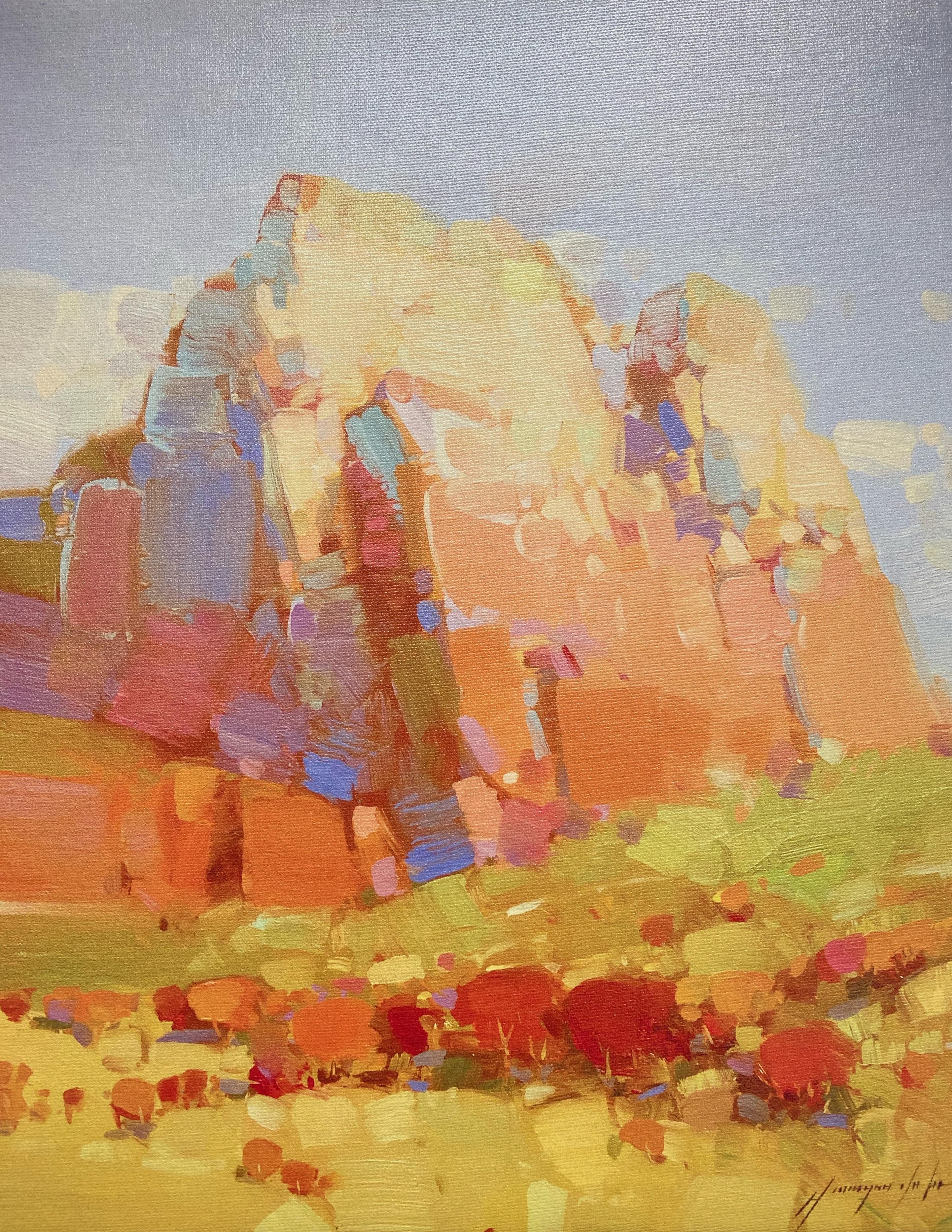 Vahe Yeremyan Landscape Painting - Cliff Mountain, Print on Canvas