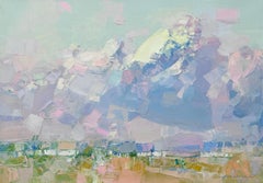 Cloud Waltz Landscape Impressionism Original oil Painting, Ready to Hang