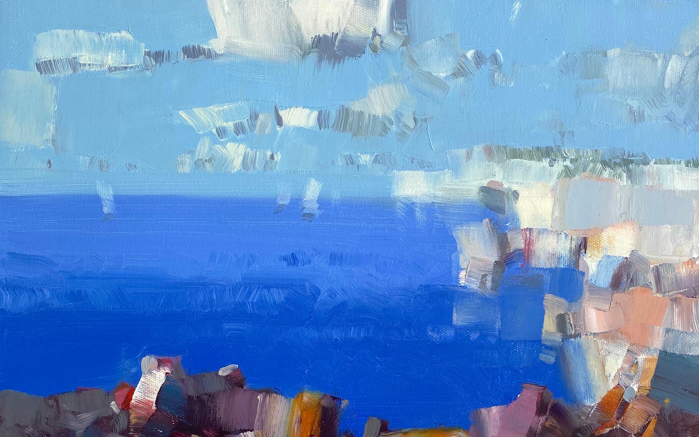 Abstraktes Coastal-Ölgemälde (Blau), Abstract Painting, von Vahe Yeremyan