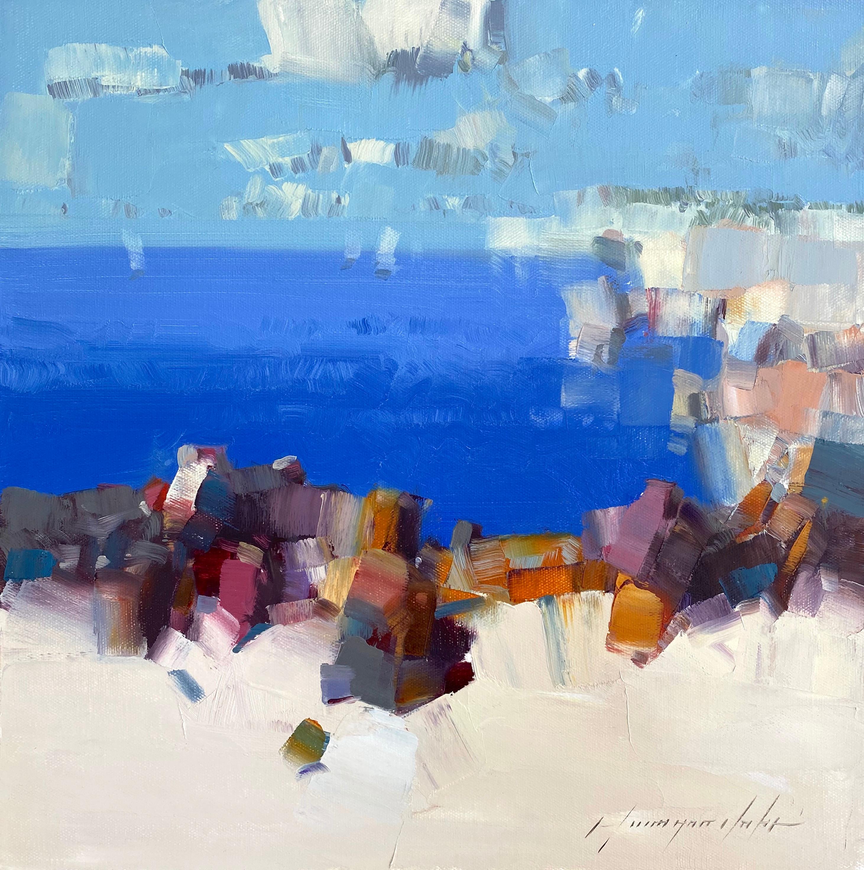 Vahe Yeremyan Abstract Painting - Coastal, Abstract Oil Painting