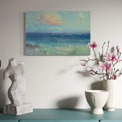 Coastal Seascape Peinture à l'huile originale, prête à être accrochée