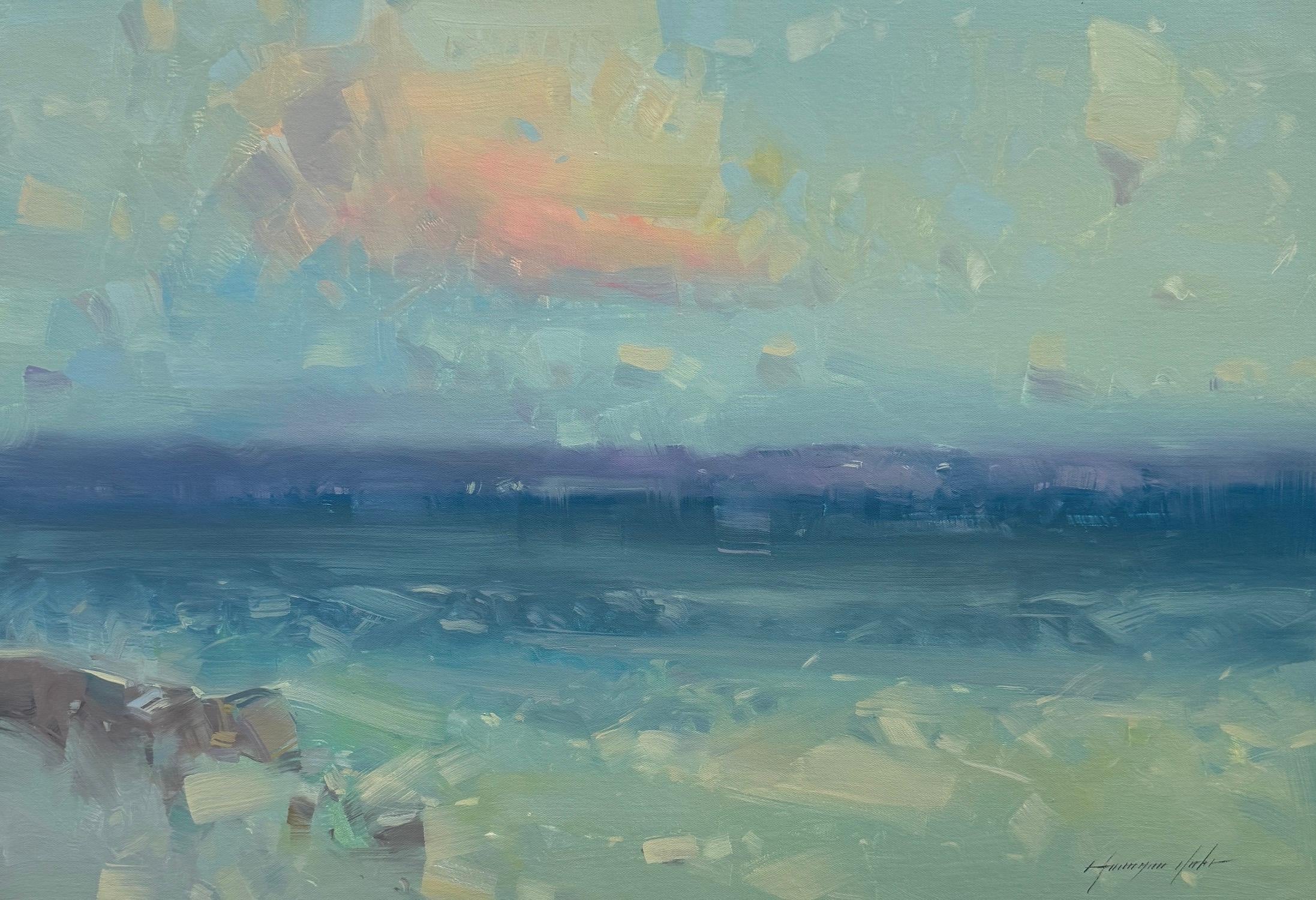 Coastal Seascape Original oil Painting, Ready to Hang