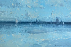 Cobalt Ocean Impressionism Original oil Painting, Ready to Hang