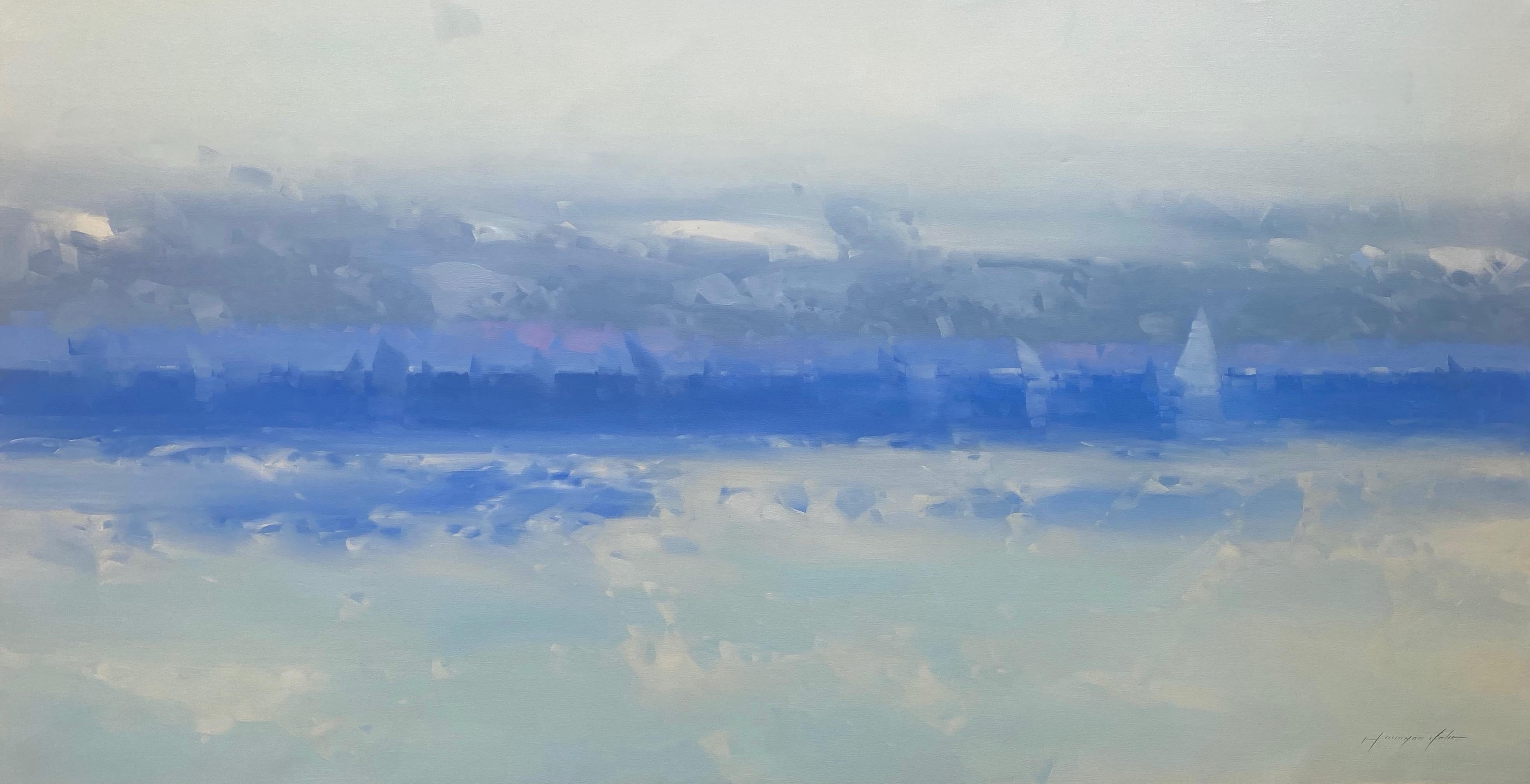 Vahe Yeremyan Landscape Painting - Cobalt Ocean, Original oil Painting, Ready to Hang
