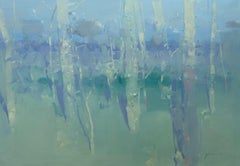 Kobalt Frühling, Original-Ölgemälde des Impressionismus, hängefertig